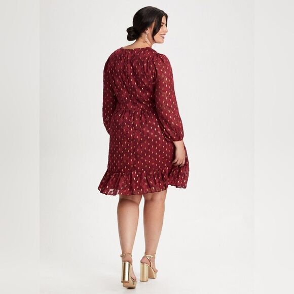 New With Tags London Times Size 18 V-neck Gold Foil Motif Fit & Flare Dress - Picture 6 of 17